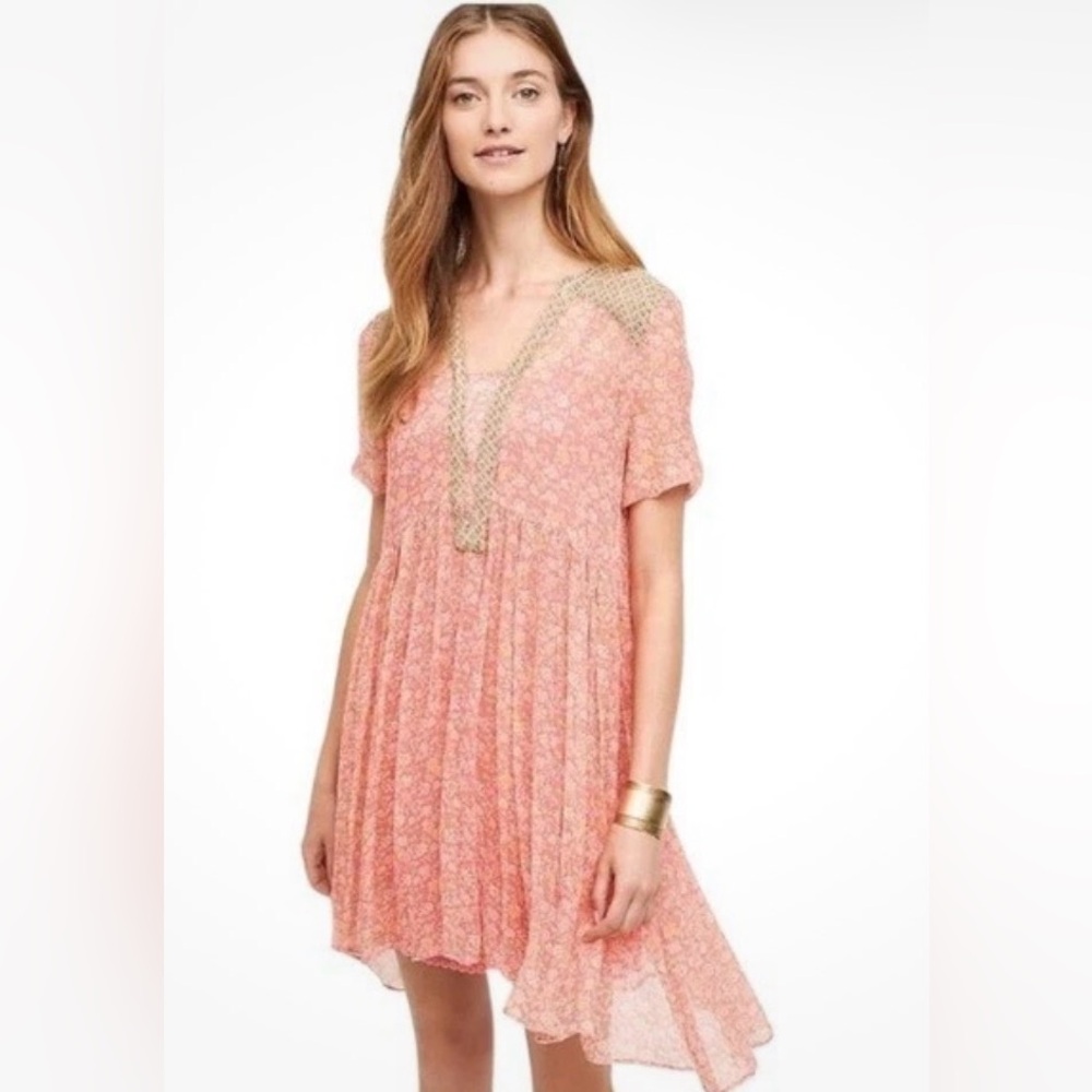 Maeve by Anthropologie Morning Glory Sheer‎ Tunic Dress